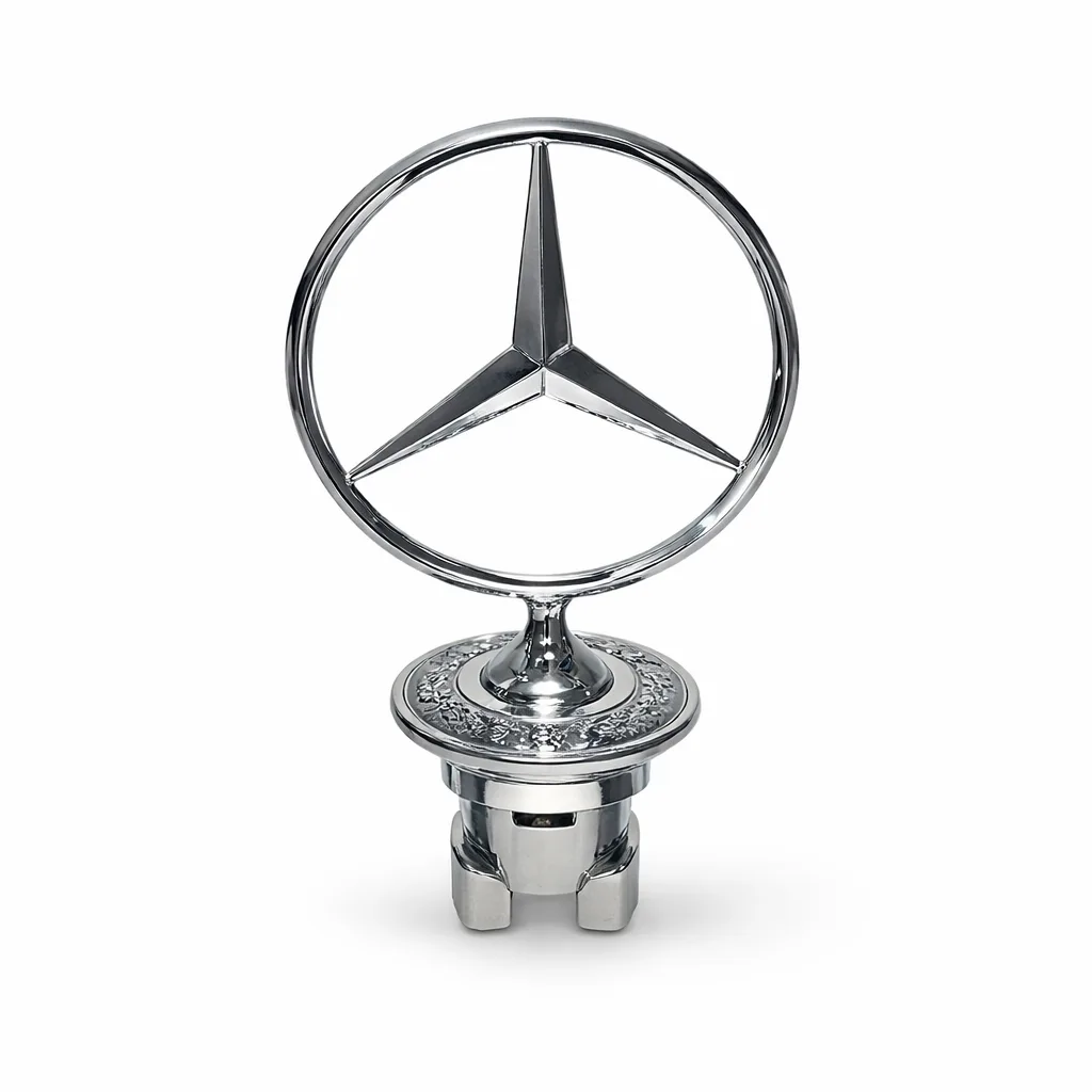 Mercedes Benz - Bonnet Badge - Stand Up - Chrome - With blue rim
