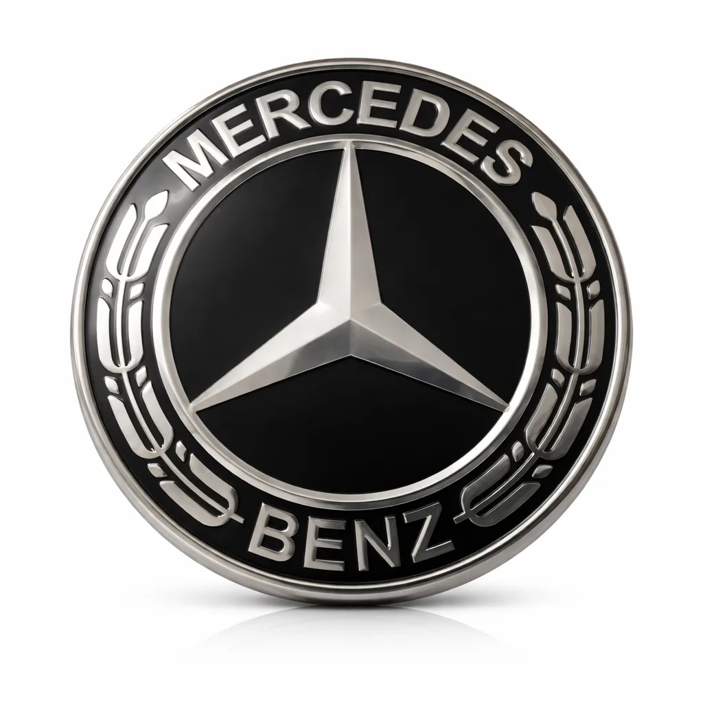 Mercedes Benz - Flat Bonnet Badge -  Black - Silver Emblem