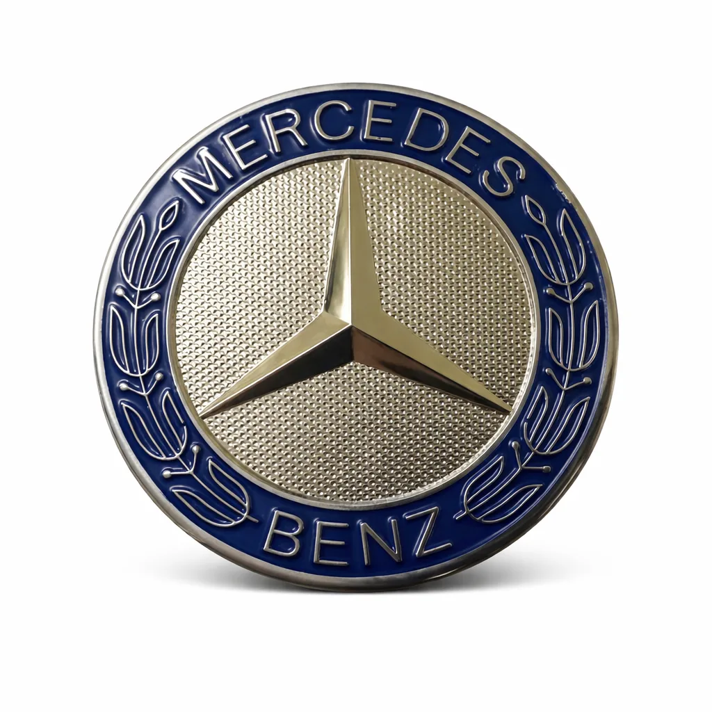 Mercedes Benz - Flat Bonnet Badge - Navy - Silver Emblem